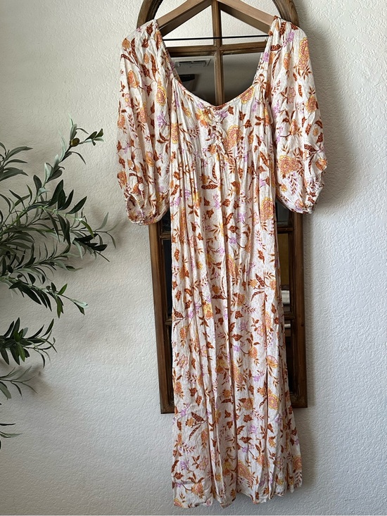Billabong Dresses & Skirts - Billabong Floral Puff Sleeve Smocked Maxi Dress Boho Cottagecore Medium
